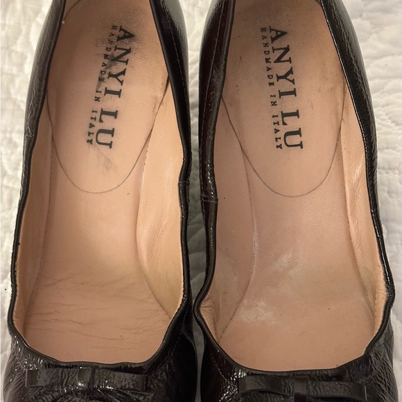 ANYI LU black patent leather‎ pumps with snake print heels handmade in Italy 5.5 - Picture 3 of 6